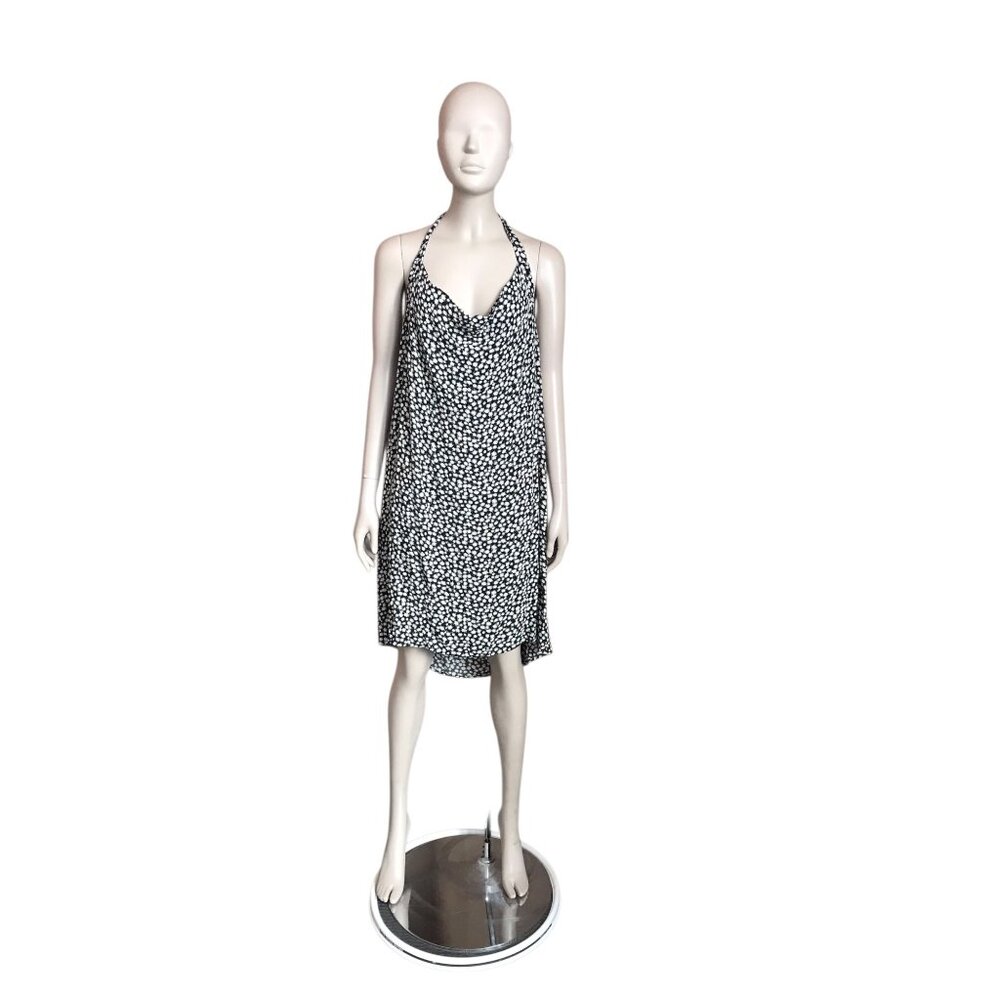 American Eagle Black and White Daisy Halter Dress